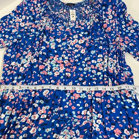 New Talbots Blue and Pink Floral Long Sleeve Dress Size XL - Picture 6 of 12